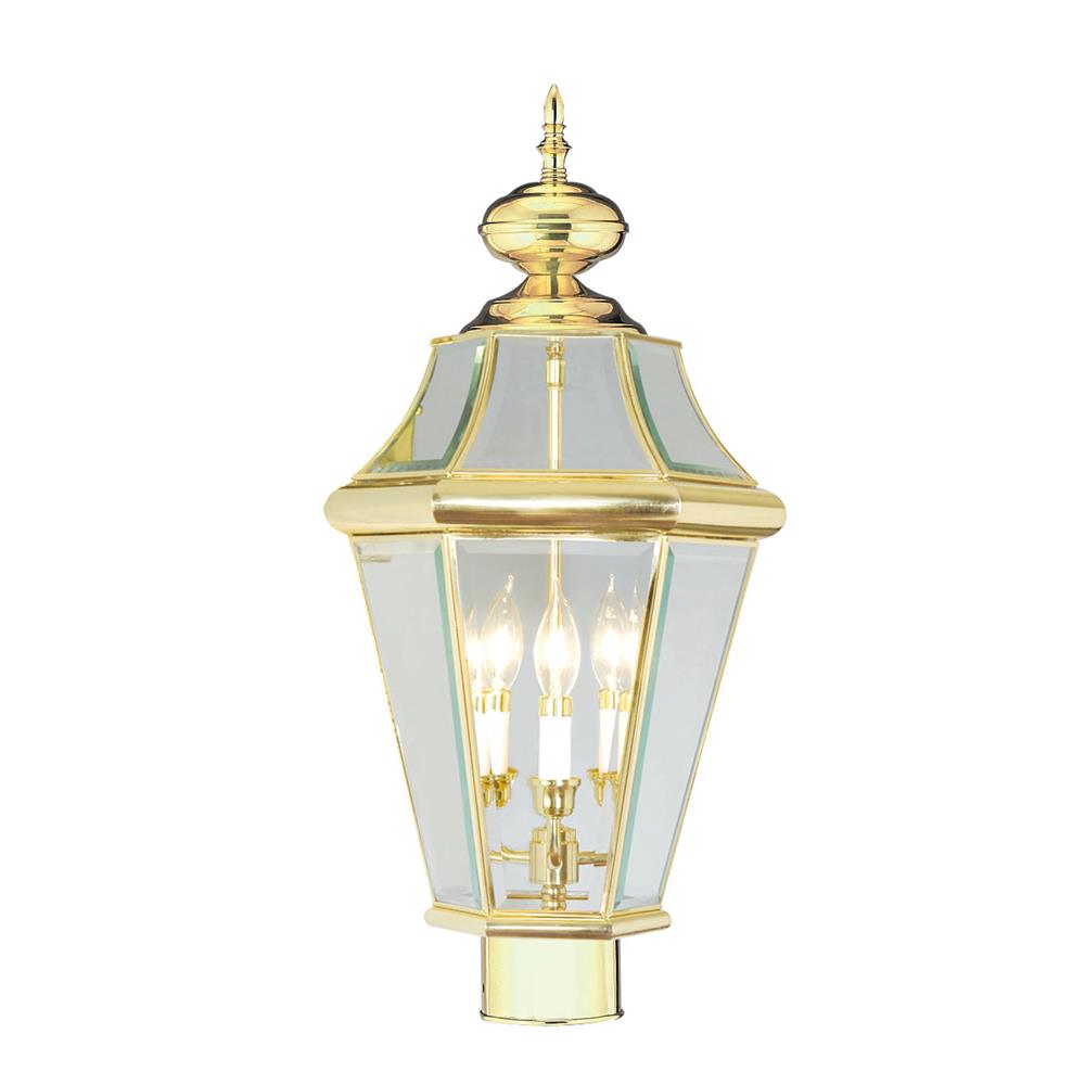 Livex Lighting 2364-02 Georgetown Outdoor Post Head in Polished Brass 